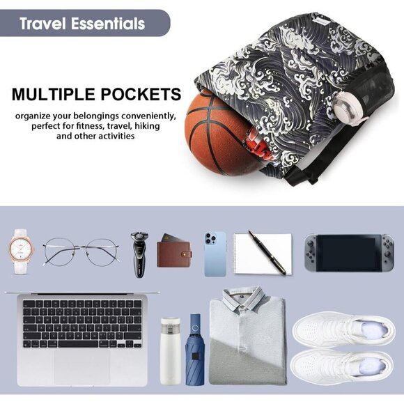 ✨ Time2go Sports Gym Sackpack Women Black Mesh Pockets Water-Resistant Backpack - Picture 3 of 7